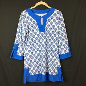 Cabana Life Blue and White Printed Tunic